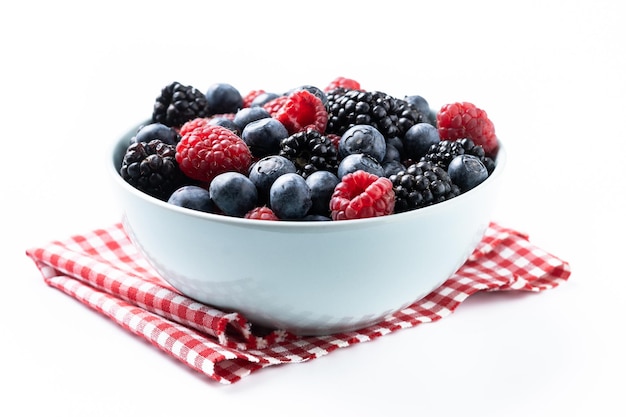 Fresh blueberries in a white bowl