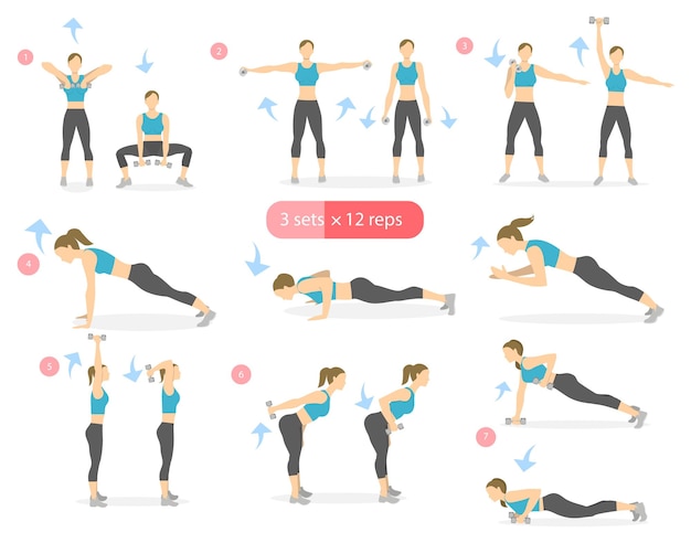 Illustration of cardio exercises without equipment