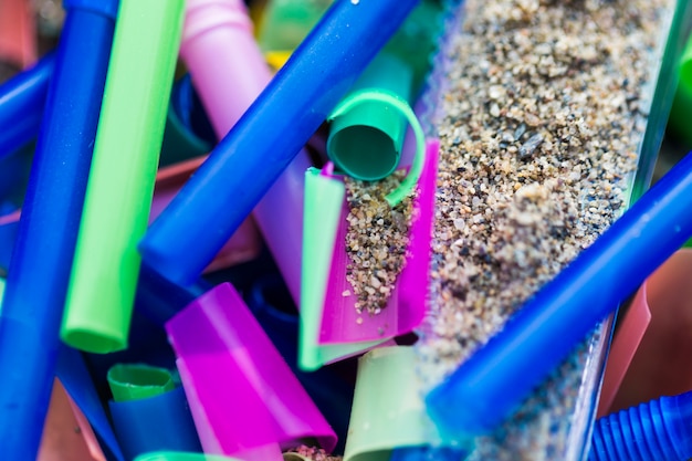 Illustration of chemicals leaching from plastic into water
