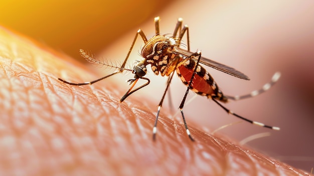 Aedes mosquito on skin