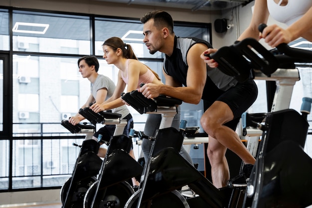 Person using a stationary bike at home