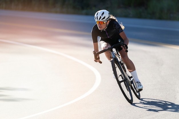 Cyclist doing laps in a pool