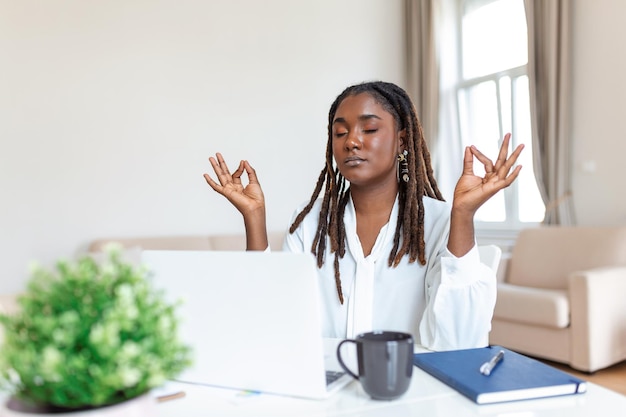 Deep breathing exercise at work