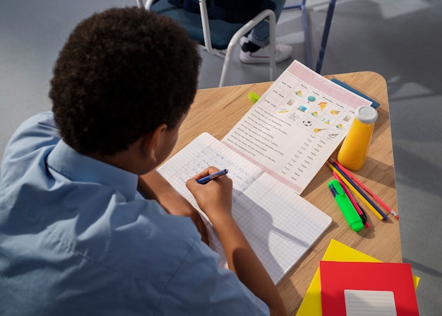 Classroom setting with students taking a standardized test