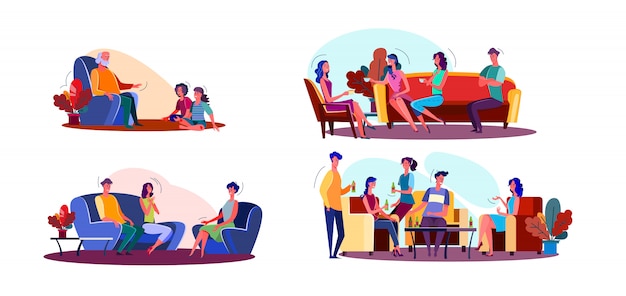 Family talking at home