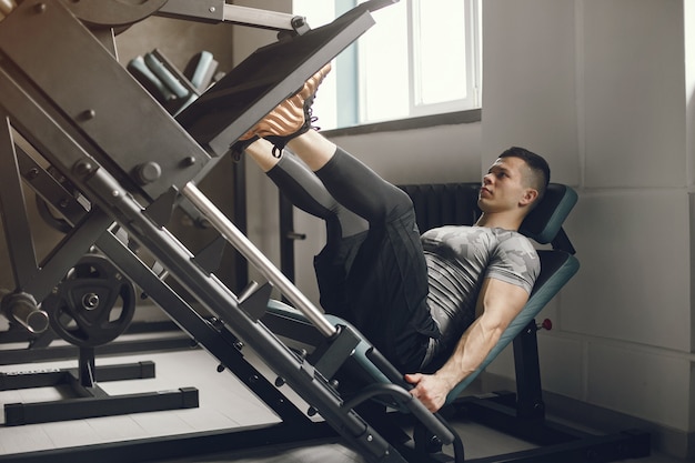 Person using a leg press machine