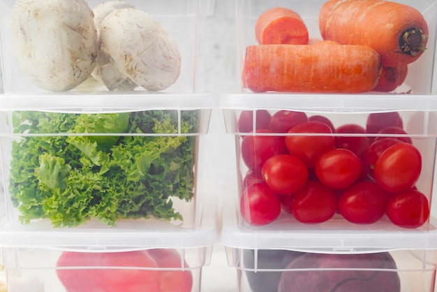 Organized fridge with meal prep containers