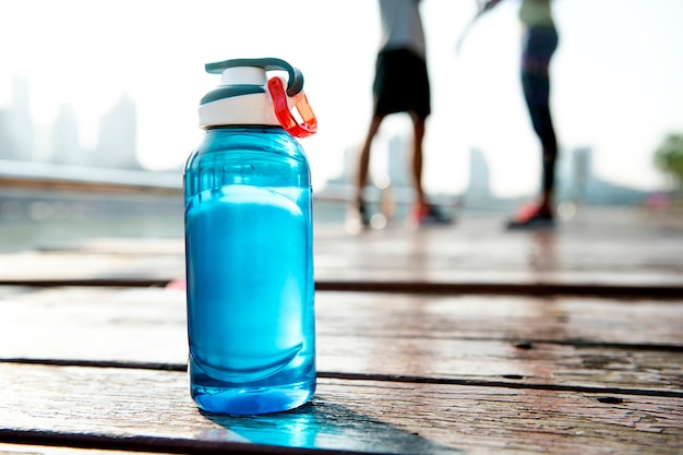 Athlete drinking water during workout