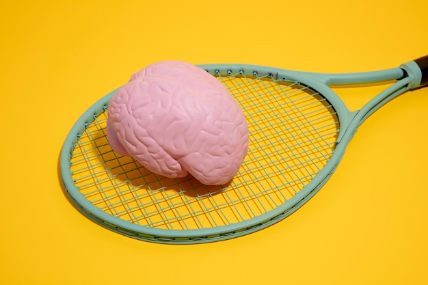 Illustration of brain neurons and lithium molecules