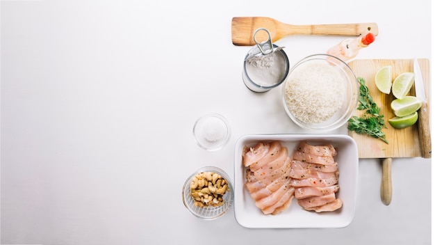 Lean proteins arranged for meal prep