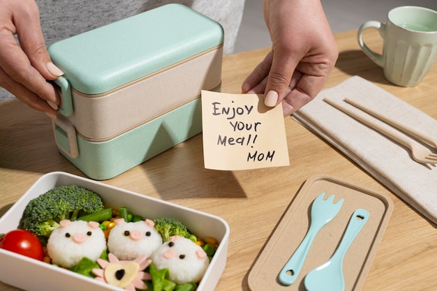 Assorted meal prep containers with colorful food