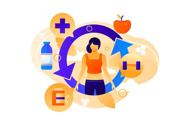 Illustration of metabolism process in the human body