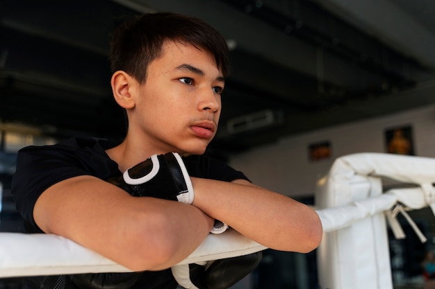 Student practicing mindfulness at the gym