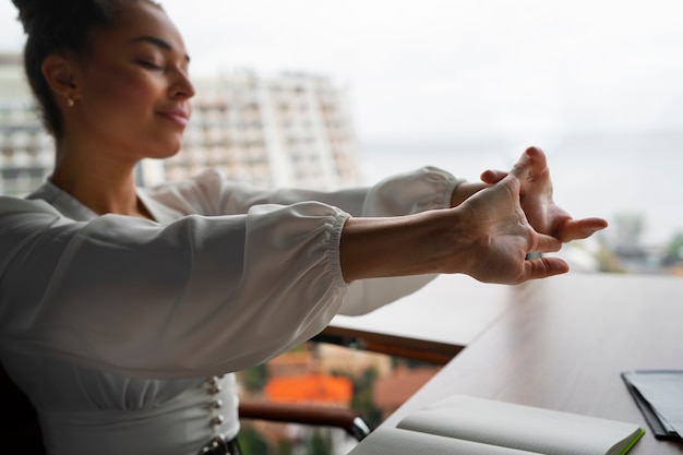 Person doing gentle morning yoga