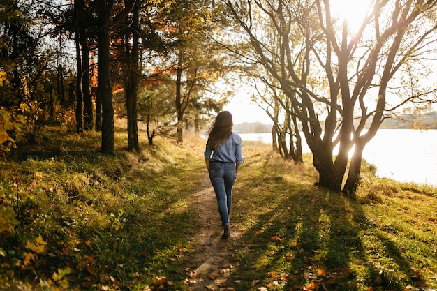 Man practicing mindful walking in nature