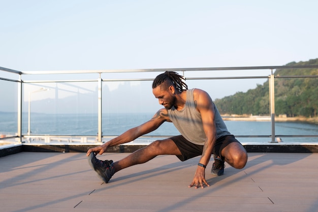 Person stretching after a morning run