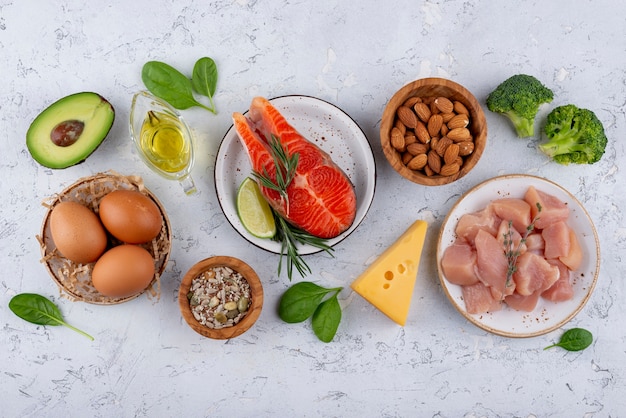 Healthy muscle-building foods like eggs, chicken, and oats