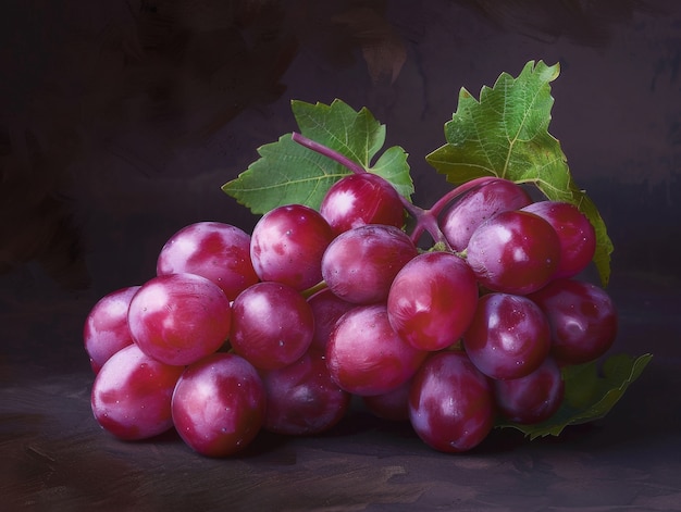 Fresh red grapes on a vine