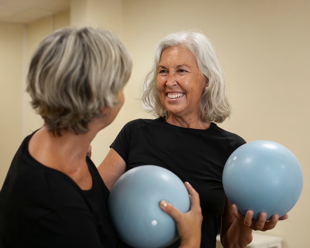 Man doing gentle rehab exercises at home