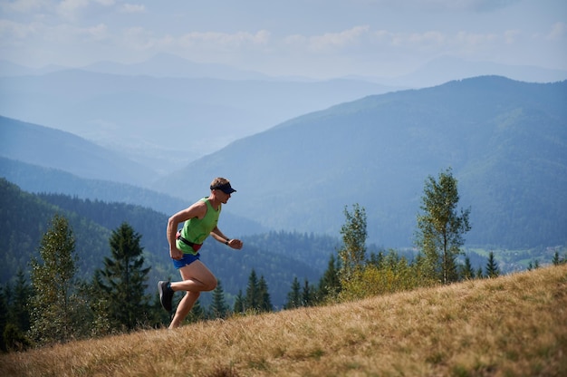 Runner training on a forest trail