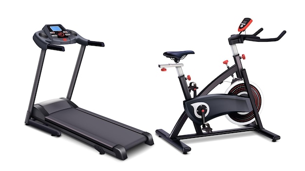 Woman cycling on a stationary bike at home