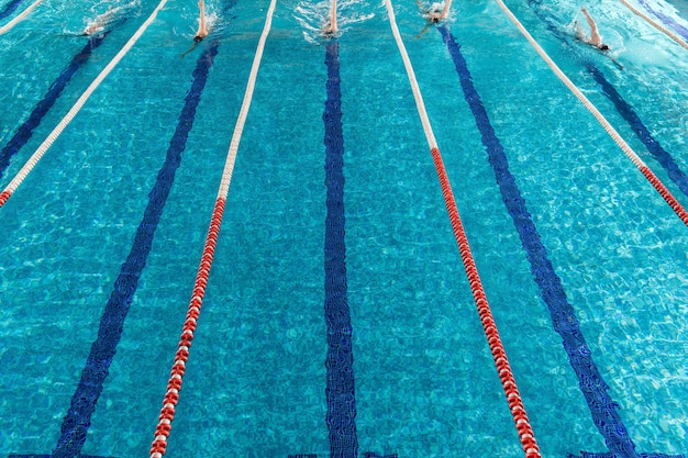 Swimmer turning at the wall during lap swimming
