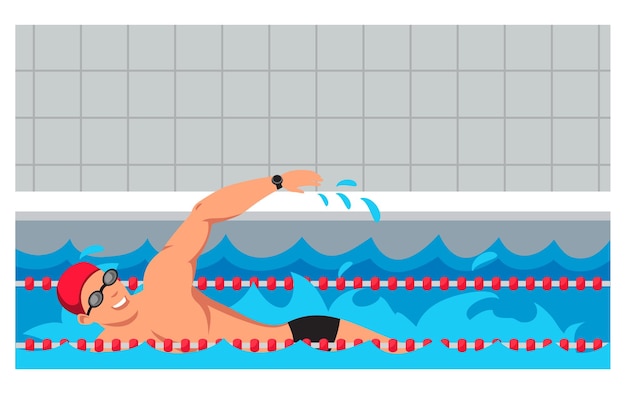 Swimmer doing laps in a pool