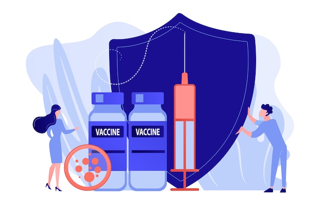Health officials reviewing vaccine data in a laboratory setting