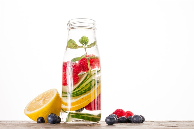Infused water with lemon and cucumber