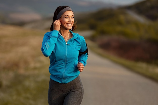 Woman running in nature