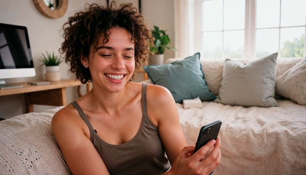 Woman tracking health on smartphone