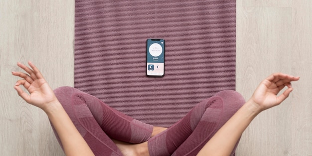 Swimmer on yoga mat preparing for practice